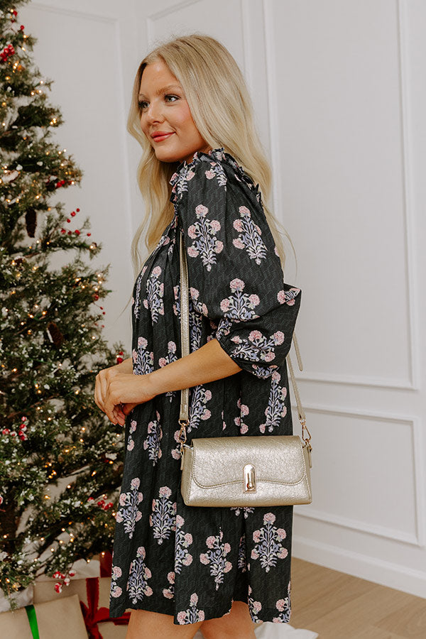 Floral Sonata Pleated Mini Dress in Black Image - 3