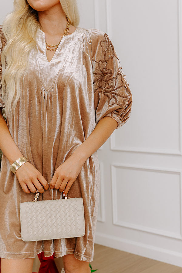 Social Season Embroidered Velvet Mini Dress Image - 5