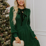 Holiday Muse Cable Knit Sweater Mini Dress in Hunter Green Image - 1