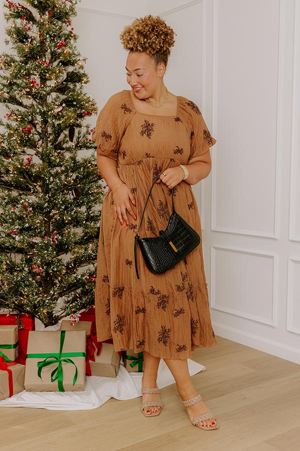 Meadow Whispers Embroidered Midi Dress Curves Image - 2