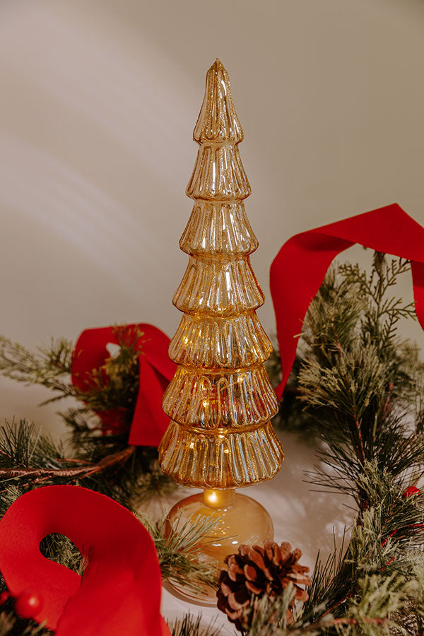Twinkling Lights Revolving Light Up Glass Tree in Gold Image - 1