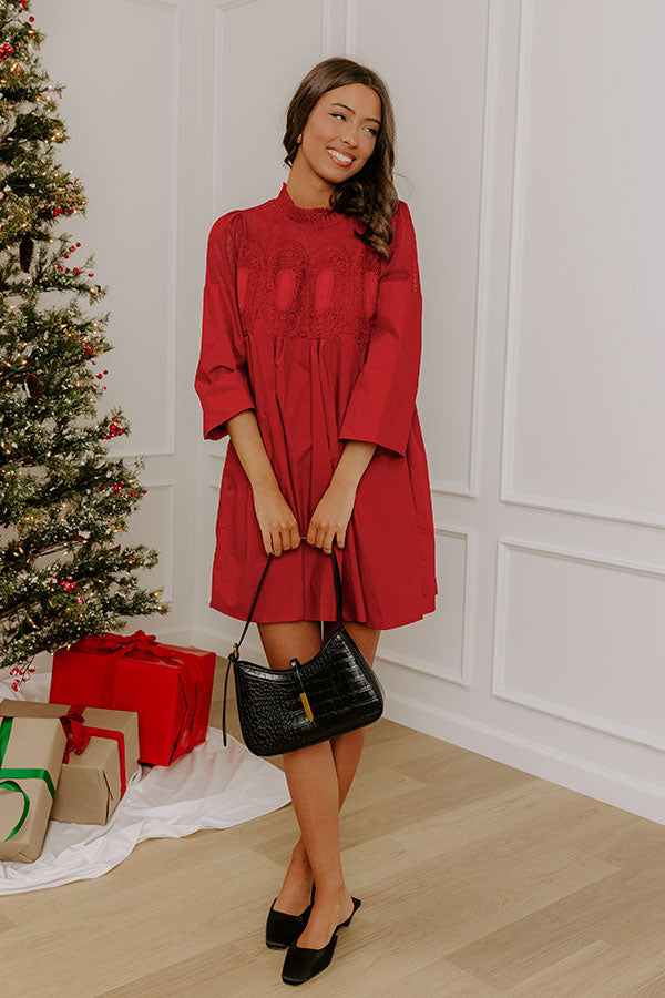 Chic Agenda Lace Applique Mini Dress in Crimson Image - 1