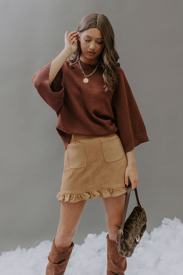 Coffee Shop Cuddles Knit Sweater Top in Chocolate Image - 3