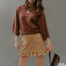 Coffee Shop Cuddles Knit Sweater Top in Chocolate Image - 1