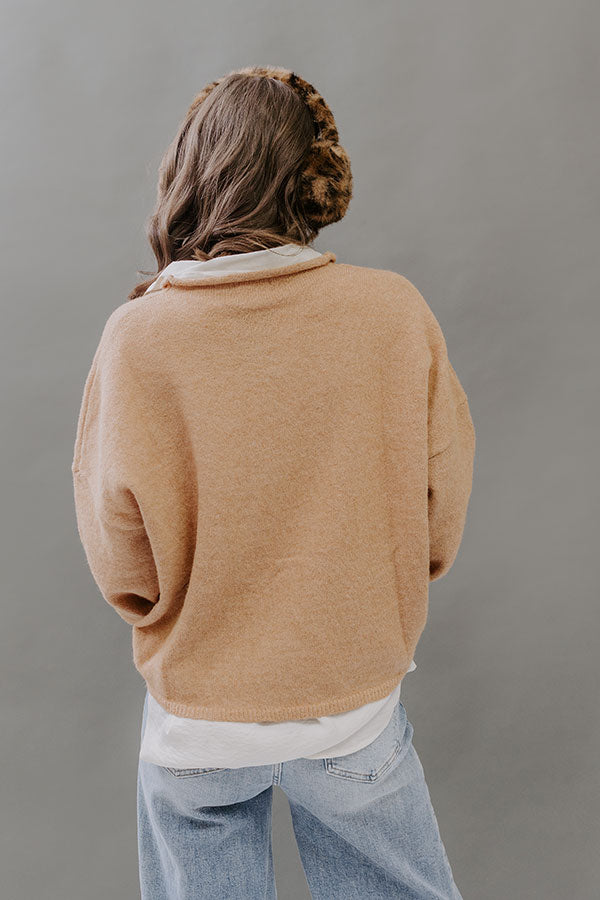 Coffee Shop Cutie Knit Cardigan in Camel Image - 4