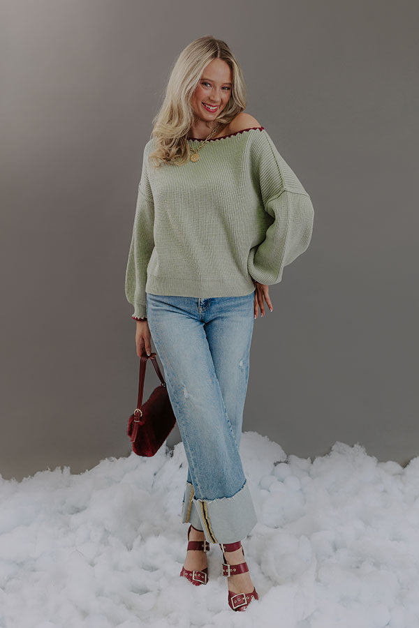 Sunday Ease Knit Sweater Top in Mint Image - 5
