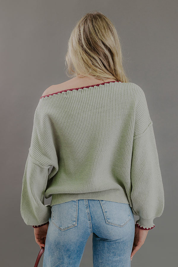 Sunday Ease Knit Sweater Top in Mint Image - 4