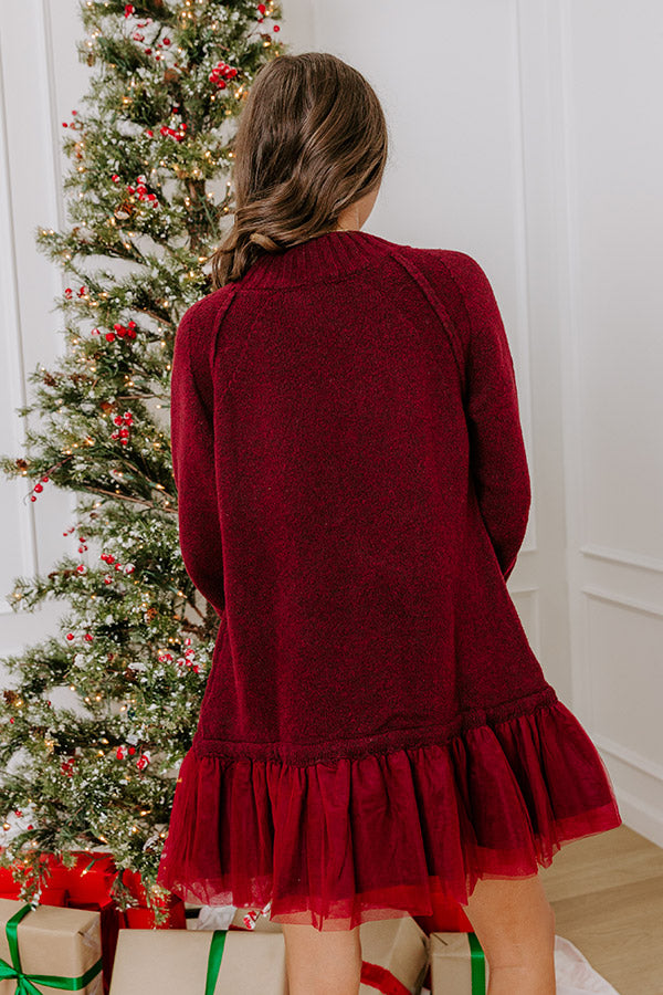 Upper East Chic Knit Sweater Mini Dress in Merlot Image - 5
