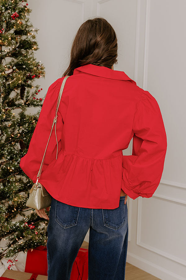 Chic And Merry Peplum Top in Red Image - 5