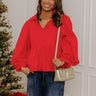 Chic And Merry Peplum Top in Red Image - 1