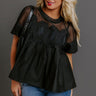 Charmed Life Lace Applique Mesh Top in Black Image - 1