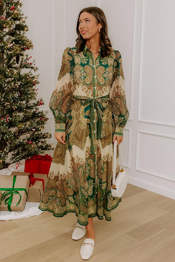 Weekend in London Paisley Button Down Midi Dress Image - 4