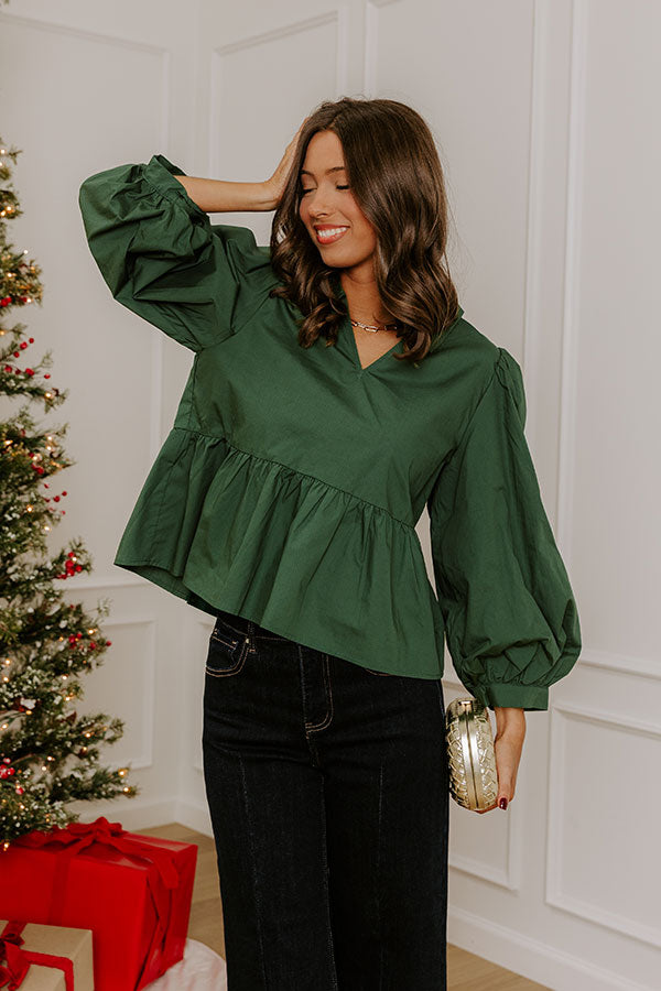 Chic And Merry Peplum Top in Hunter Green Image - 2