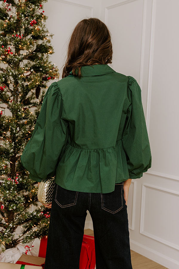 Chic And Merry Peplum Top in Hunter Green Image - 5