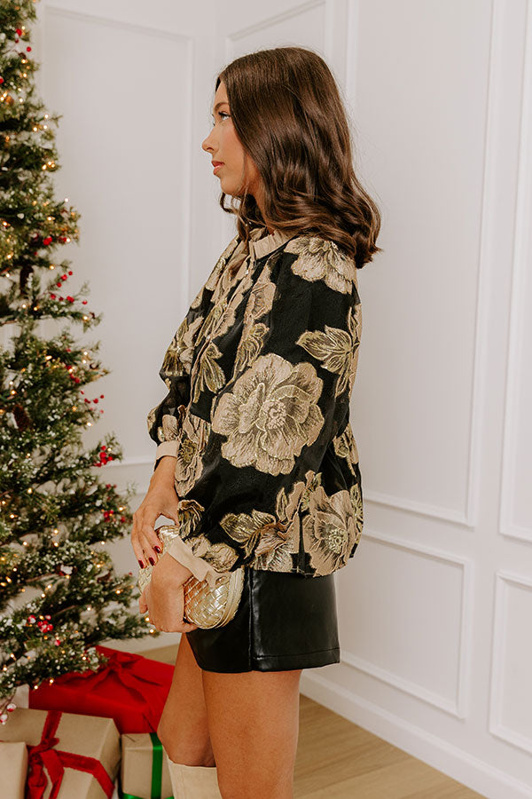 Bubbly Personality Floral Jacquard Peplum Top in Taupe Image - 5