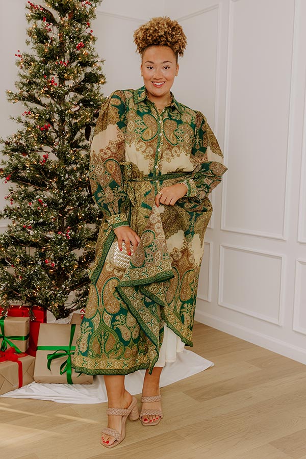 Weekend in London Paisley Button Down Midi Dress Curves Image - 3