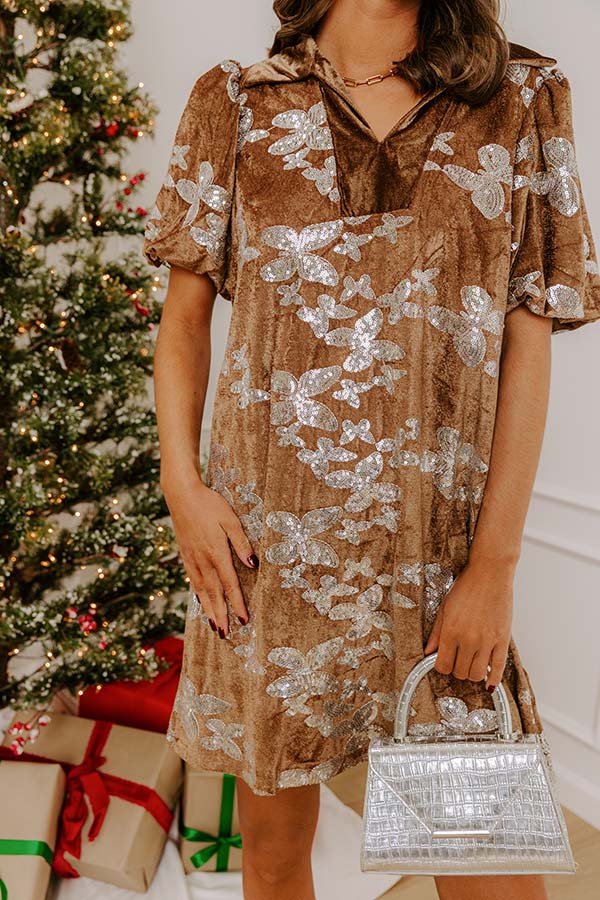 Butterfly Kisses Velvet Sequin Mini Dress Image - 4