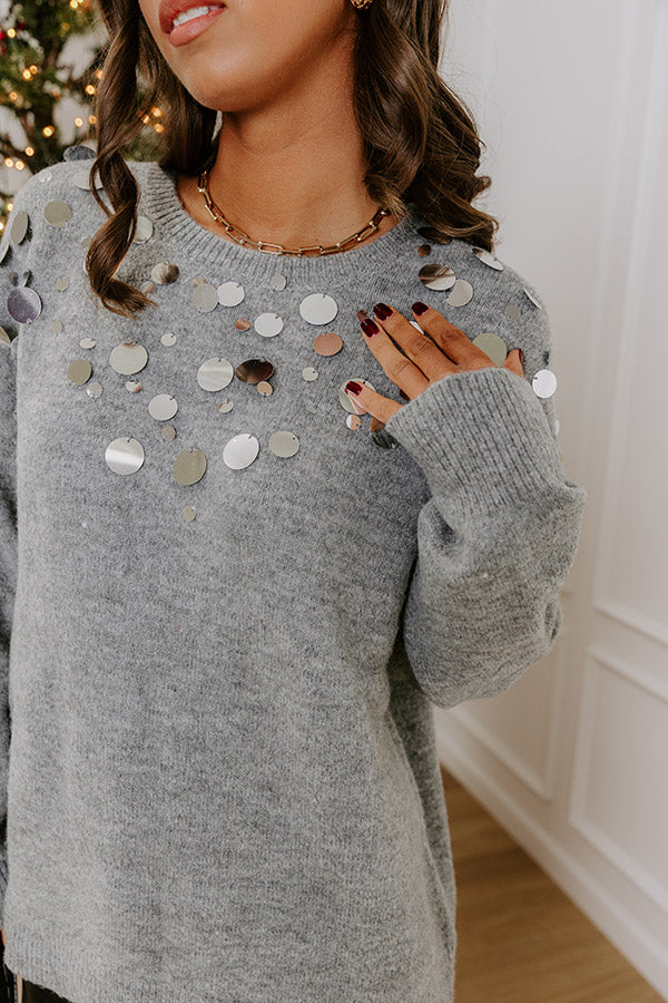 Glistening Smile Sequin Knit Sweater in Grey Image - 3