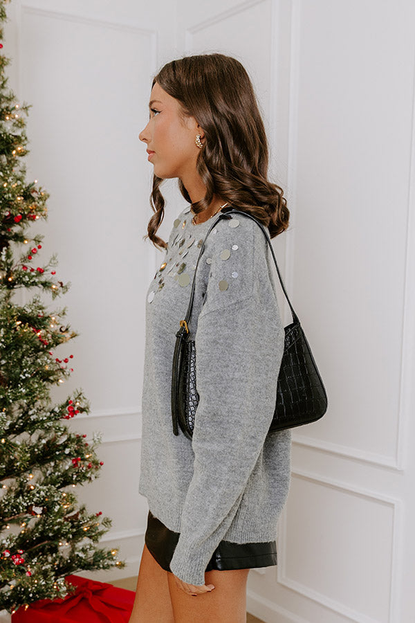 Glistening Smile Sequin Knit Sweater in Grey Image - 5