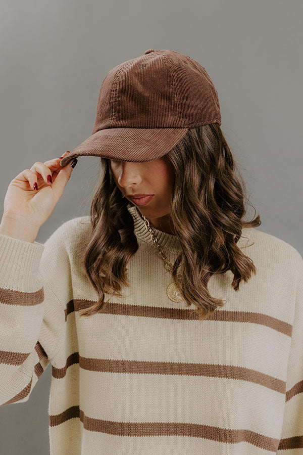 Girl On The Go Corduroy Baseball Cap in Chestnut Image - 1