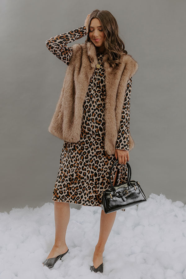Metro Muse Knit Leopard Midi Dress Image - 4