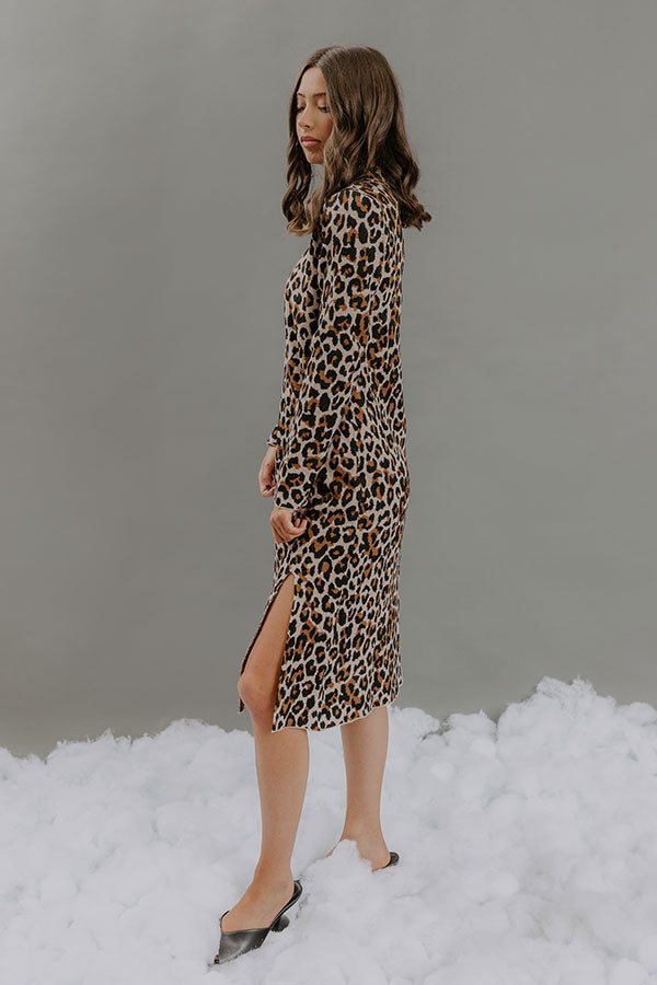 Metro Muse Knit Leopard Midi Dress Image - 5