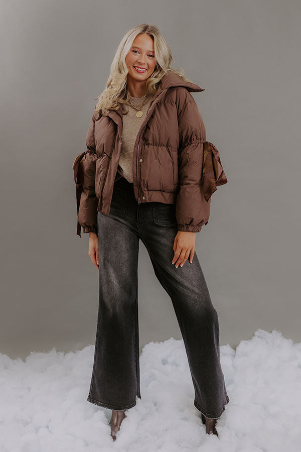 Falling For Cozy Puffer Jacket in Brown Image - 2