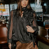 Paris Charm Organza Top in Black Image - 1