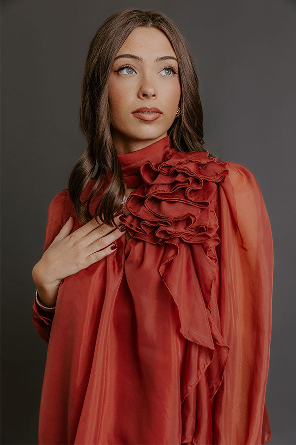 Paris Charm Organza Top in Rust Image - 5