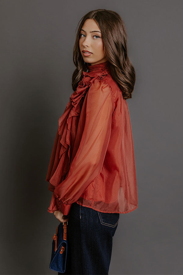 Paris Charm Organza Top in Rust Image - 3