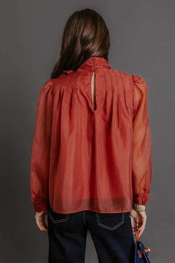 Paris Charm Organza Top in Rust Image - 4