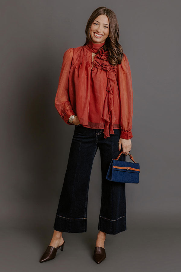 Paris Charm Organza Top in Rust Image - 2