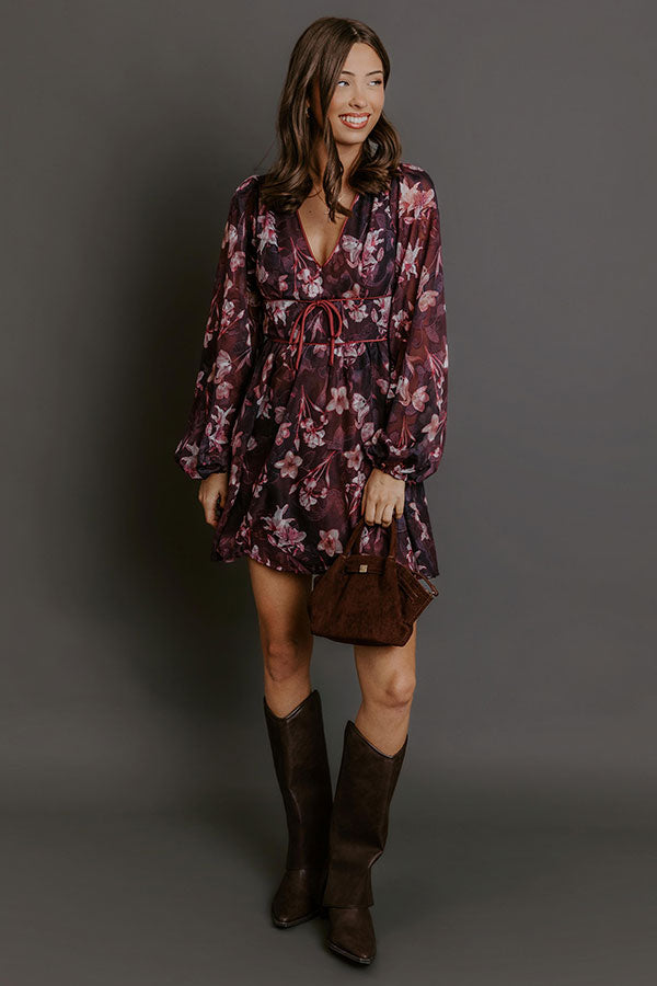 Evening Garden Floral Jacquard Mini Dress Image - 2