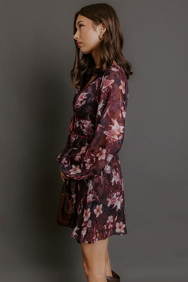 Evening Garden Floral Jacquard Mini Dress Image - 4