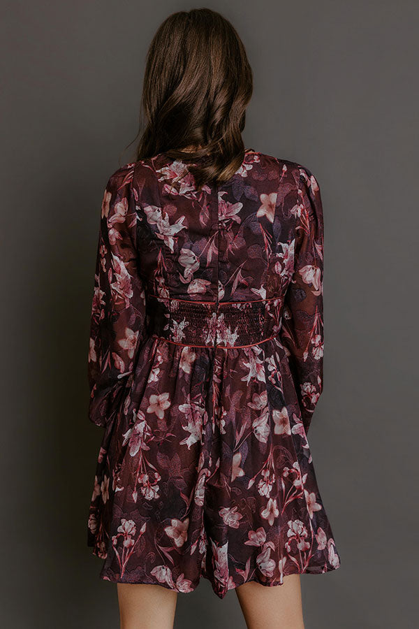 Evening Garden Floral Jacquard Mini Dress Image - 5