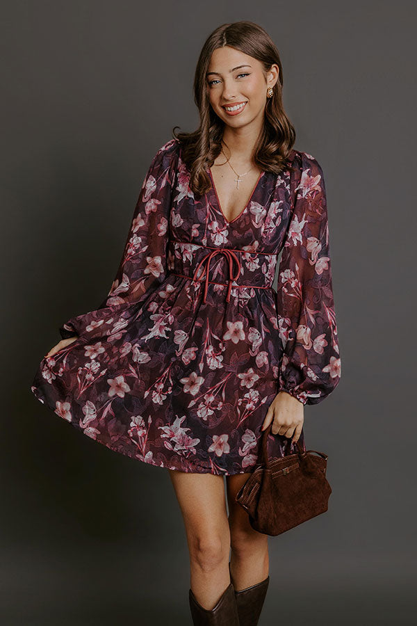 Evening Garden Floral Jacquard Mini Dress Image - 1