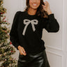 Bows and Bubbly Embellished Sweater Top in Black Image - 1