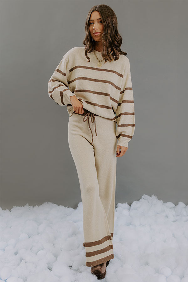 Cozy Darling High Waist Stripe Knit Pants Image - 1