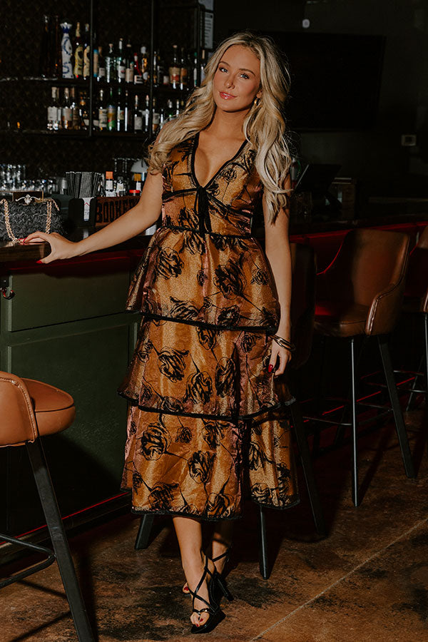 Blooming Grace Floral Tiered Midi Dress Image - 3