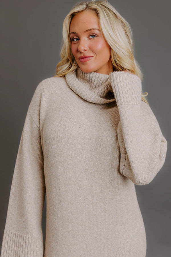 Cozy Charm Knit Sweater Midi Dress Image - 3