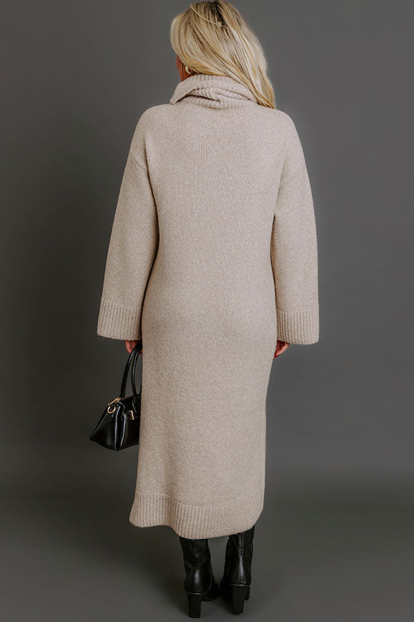 Cozy Charm Knit Sweater Midi Dress Image - 5