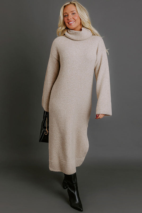 Cozy Charm Knit Sweater Midi Dress Image - 3