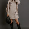 Petal Pop Sweater Mini Dress in Warm Taupe Image - 1