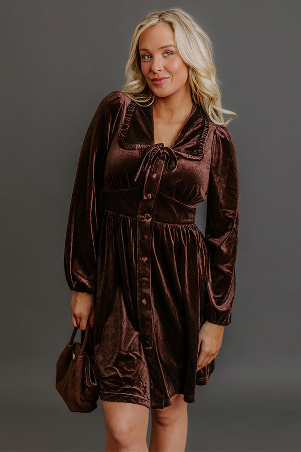 Luxe Gathering Velvet Mini Dress Image - 2
