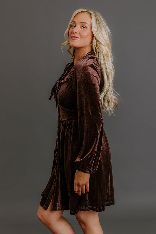 Luxe Gathering Velvet Mini Dress Image - 4