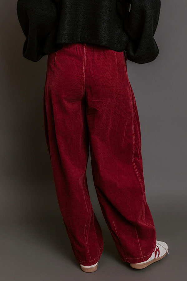 The Harper High Waist Corduroy Barrel Leg Pants Image - 5