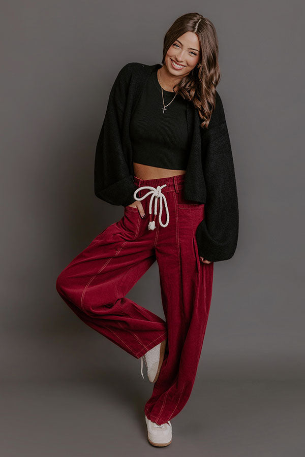 The Harper High Waist Corduroy Barrel Leg Pants Image - 1