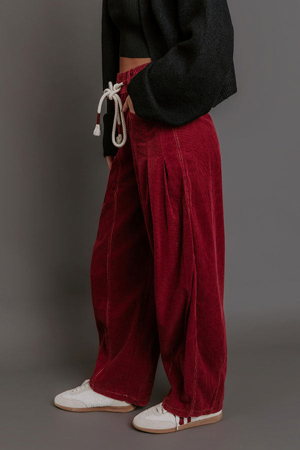 The Harper High Waist Corduroy Barrel Leg Pants Image - 4