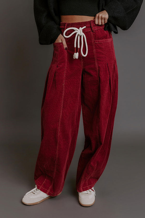 The Harper High Waist Corduroy Barrel Leg Pants Image - 3
