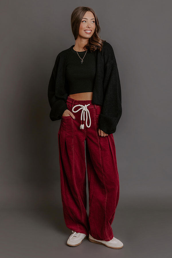 The Harper High Waist Corduroy Barrel Leg Pants Image - 2